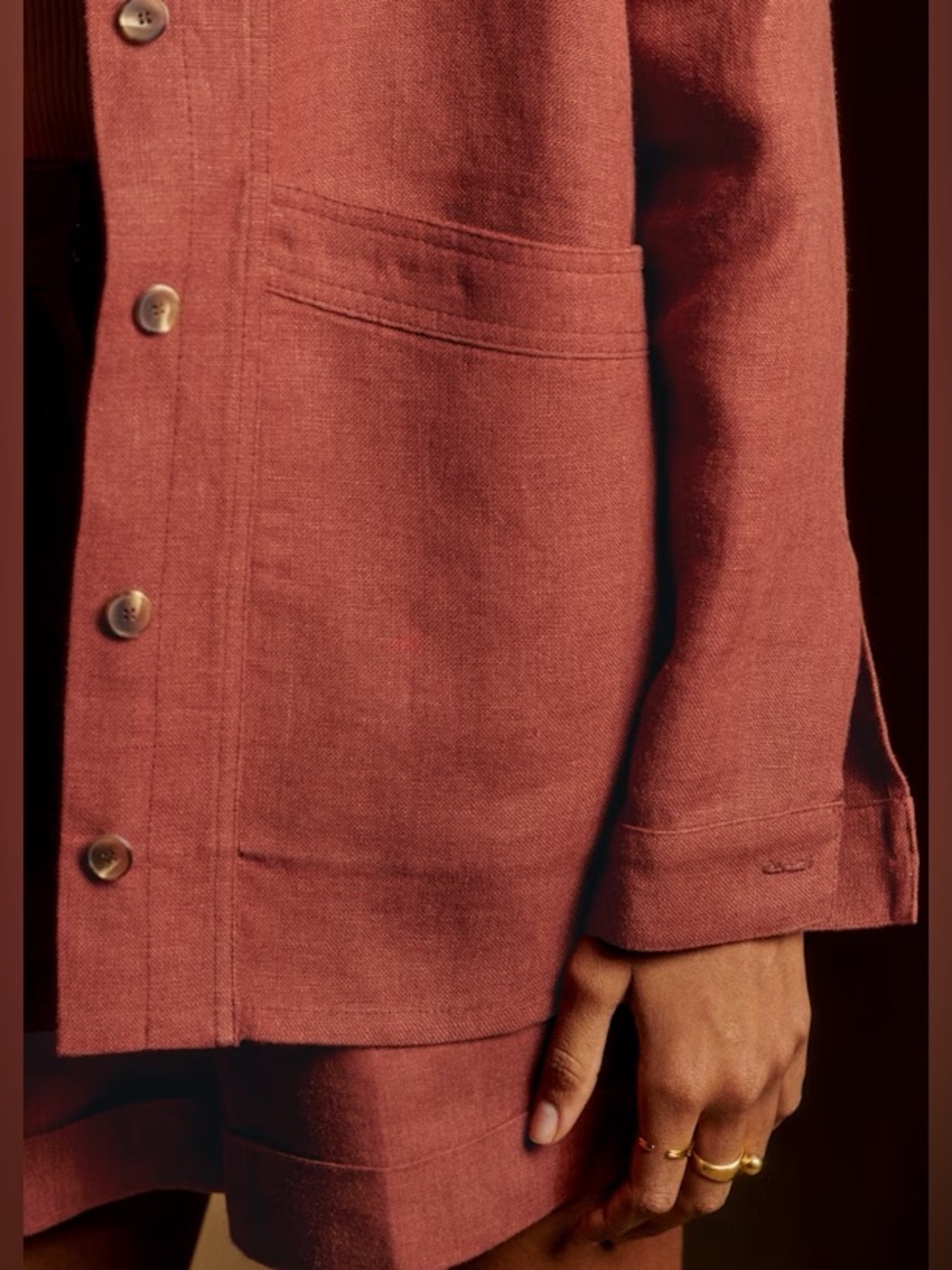 Sezane Will Linen Chestnut Rust Blazer Jacket womens XL